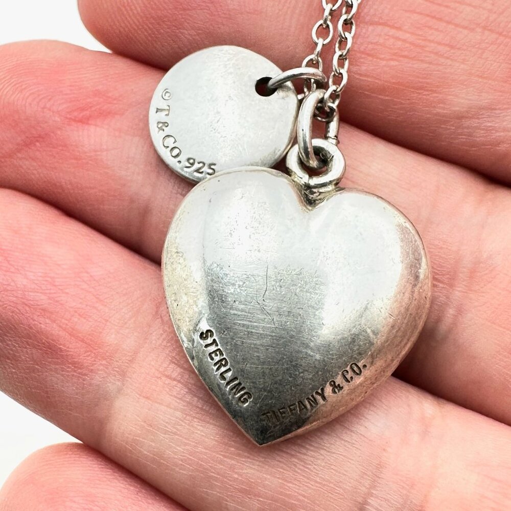 Vintage  Tiffany & Co Heart & I Love You Pendant Sterling Silver 18" Necklace - Picture 5 of 5